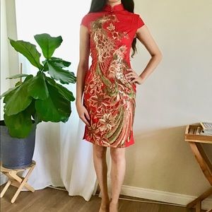 NWOT Fancy Embroidered Sequin Red Cocktail Dress